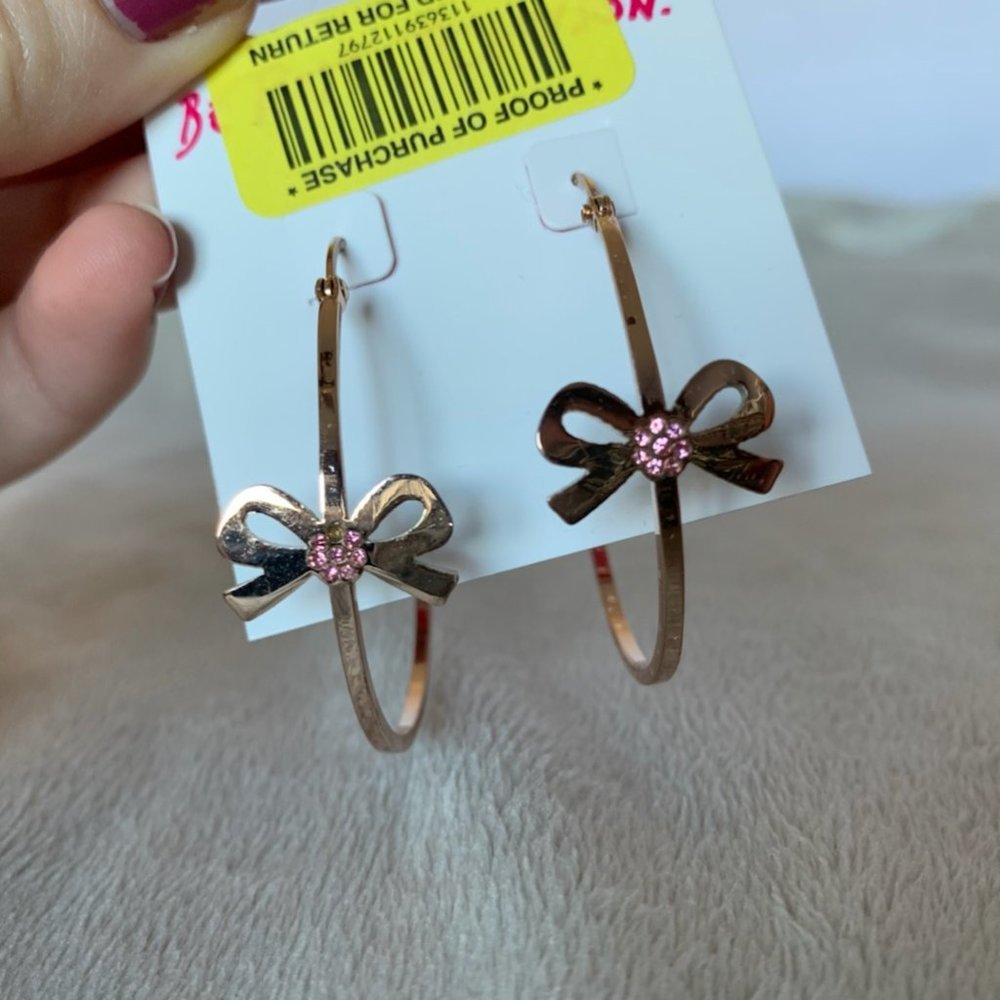 Betsey Johnson Rose Gold Hoop Earrings